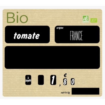 Paquet de 10 Etiquettes  17x15cm F&L Bio. retour plié. 1 glissière au dos