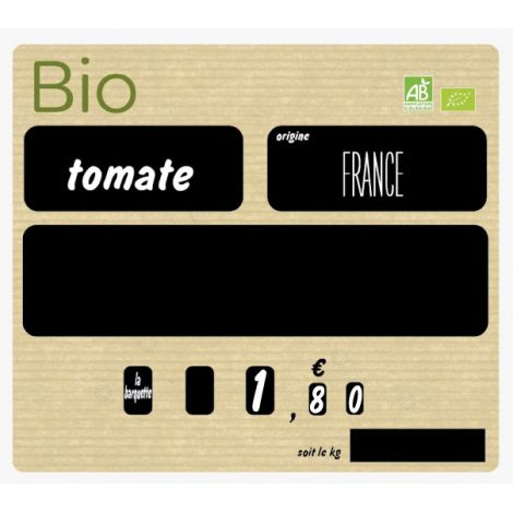 Paquet de 10 Etiquettes  17x15cm F&L Bio. retour plié. 1 glissière au dos