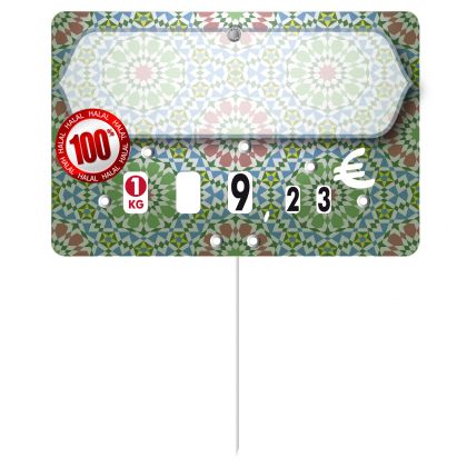 Paquet de 10 Etiquettes 8x12cm Délice Halal neutres. roulettes. pique inox