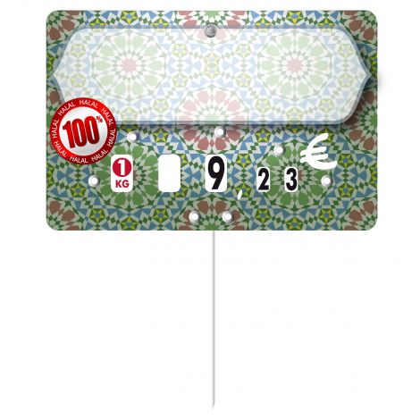 Paquet de 10 Etiquettes 8x12cm Délice Halal neutres. roulettes. pique inox