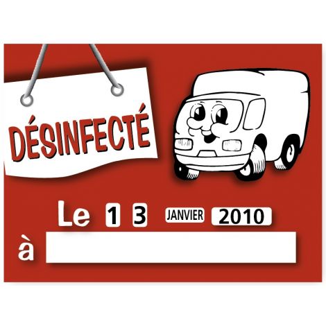Pancarte 20x15cm Désinfecté. à roulettes