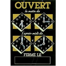 Panneau Horaires 22x15.5cm or/noir + fil nylon