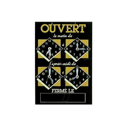 Panneau Horaires 22x15.5cm or/noir + fil nylon