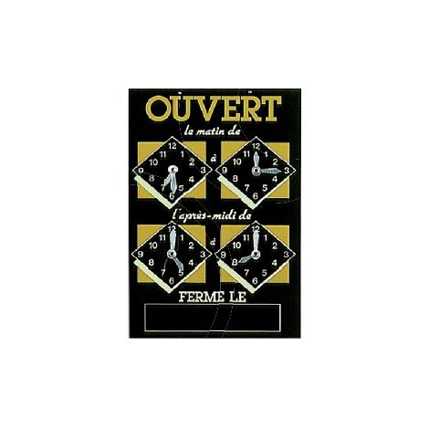 Panneau Horaires 22x15.5cm or/noir + fil nylon