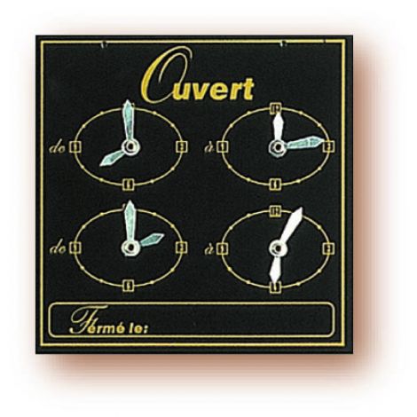 Panneau Horaires 15x15 cm or/noir + fil nylon