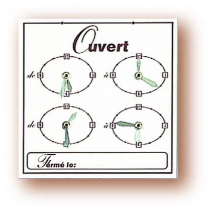 Panneau Horaires 15x15 cm bordeaux/blanc+ fil nylon