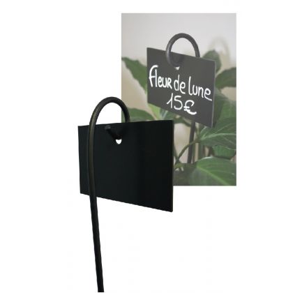 Paquet de 10 Ardoise 12x8cm Spirus noir. tige crochet 30cm