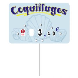 Paquet de 10 Etiquettes  15x10cm Marius Coquillages neutre. à roulettes.pique inox
