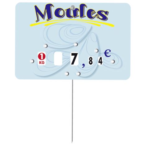 Paquet de 10 Etiquettes  15x10cm Marius Moules neutre. à roulettes..pique inox