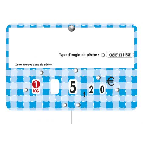 Paquet de 10 Etiquettes 12x8cm Marijo Bleue neutre.roulettes. 2 disques. pique