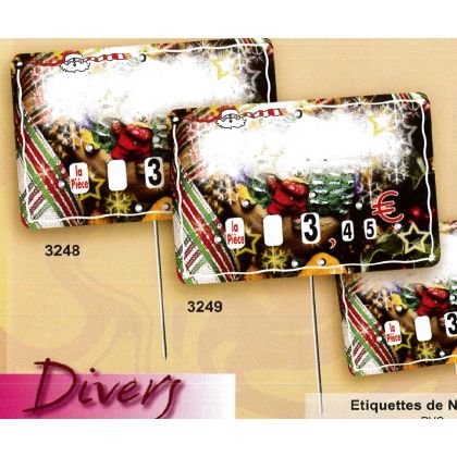 Paquet de 10 Etiquettes  Noël 8x12cm neutres. roulettes. PI