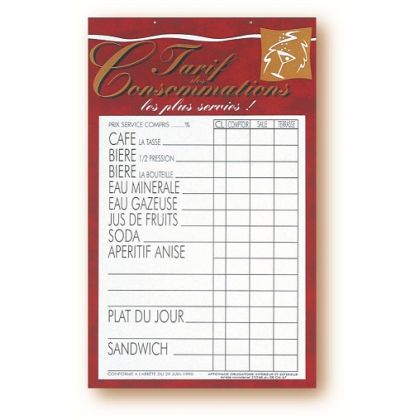 Tarif 45x28 cm Dolce Vita Consommations les+servies+fil