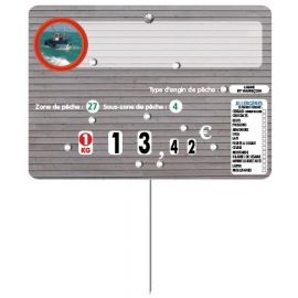 Paquet de 10 Etiquettes  14x10cm Poseidon neutres. 8 roulettes.encart allergènes. pique inox