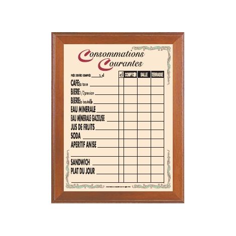 Tarif 45x35cm Venise Conso. courantes+cadre vernis