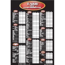 Tarif 60x40cm Blason rouge Consommations + fil nylon