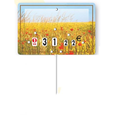 Paquet de 10 Etiquettes  6x8cm Champ de blé neutre. roulettes. pique inox