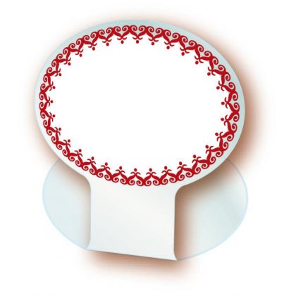Paquet de 10 Etiquettes 7x5cm Dentelle bordeaux. pied plié à chaud