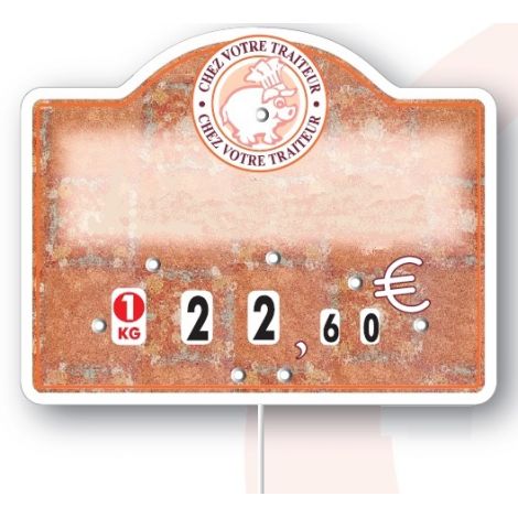 Paquet de 10 Etiquettes 9.5x12cm Tentation Traiteur neutre. roulettes et pique inox