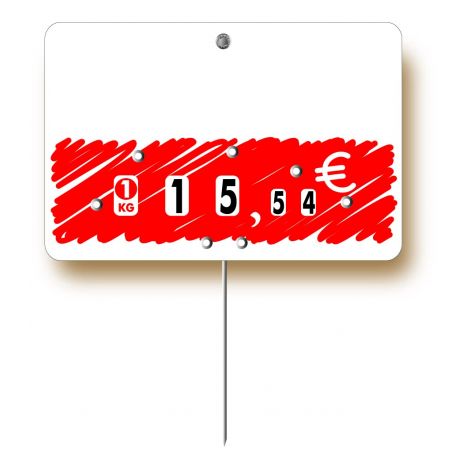 Paquet de 10 Etiquettes  12x8cm Prima rouge neutre. à roulettes. pique inox