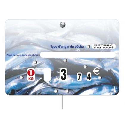 Paquet de 10 Etiquettes 12x8cm Saveur Poisson neutre.roulettes. pique inox