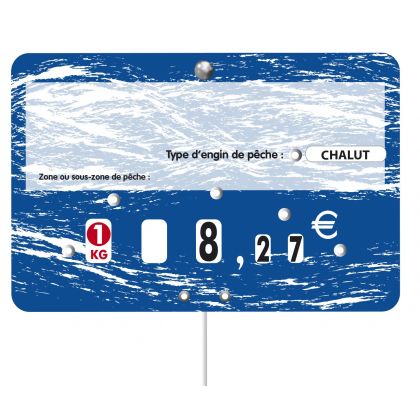 Paquet de 10 Etiquettes 12x8 cm Turbulence bleu neutre. à roulettes. pique inox